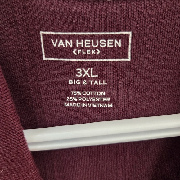 ⭐️Van Heusen Men's Burgundy Striped Polo Shirt Size 3XL - Picture 3 of 3